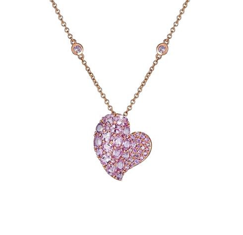 Sabel Collection Rose Gold Pink Sapphire Heart Pendant